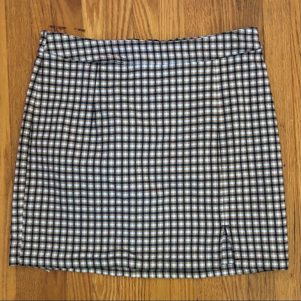 Plaid Y2K Beige Mini Skirt - Picture 1 of 5